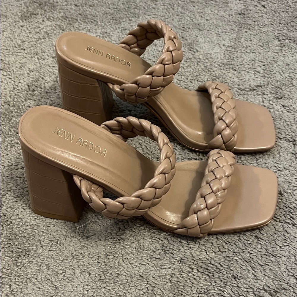 Jenn Ardor Women's Braided Beige Heels